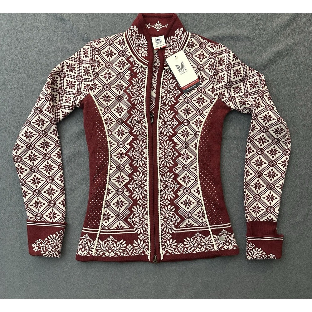 Dale of Norway Christiania Fem Jacket Sweater Full Zip Merino Wool XS Red NWT